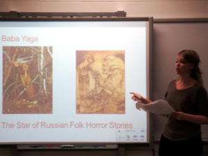 Zsuzsánna Magdó introducing students to Baba Yaga